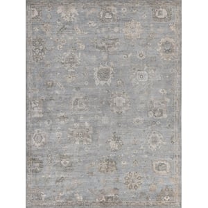 Museum Hand-Knotted Bamboo Silk Blue/Gray 10'x14' Area Rug