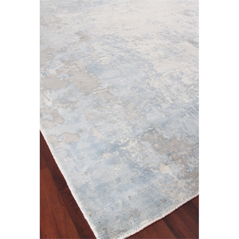 Murano Handloomed Wool/Bamboo Silk Silver/Blue 14'x18' Area Rug