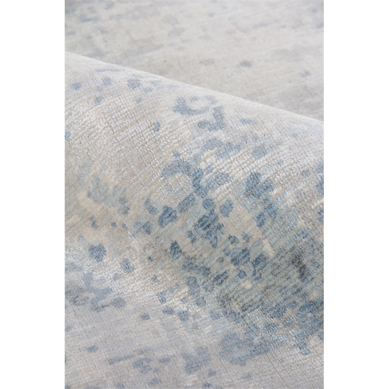 Murano Handloomed Wool/Bamboo Silk Silver/Blue 14'x18' Area Rug