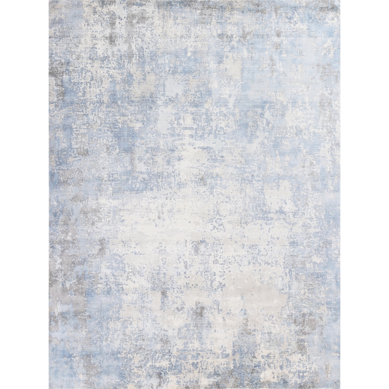 Murano Handloomed Wool/Bamboo Silk Silver/Blue 14'x18' Area Rug