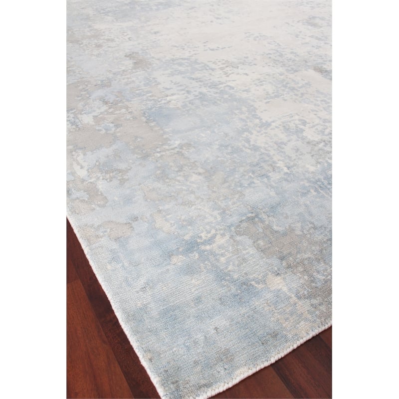 Murano Handloomed Wool/Bamboo Silk Silver/Blue 15'x20' Area Rug