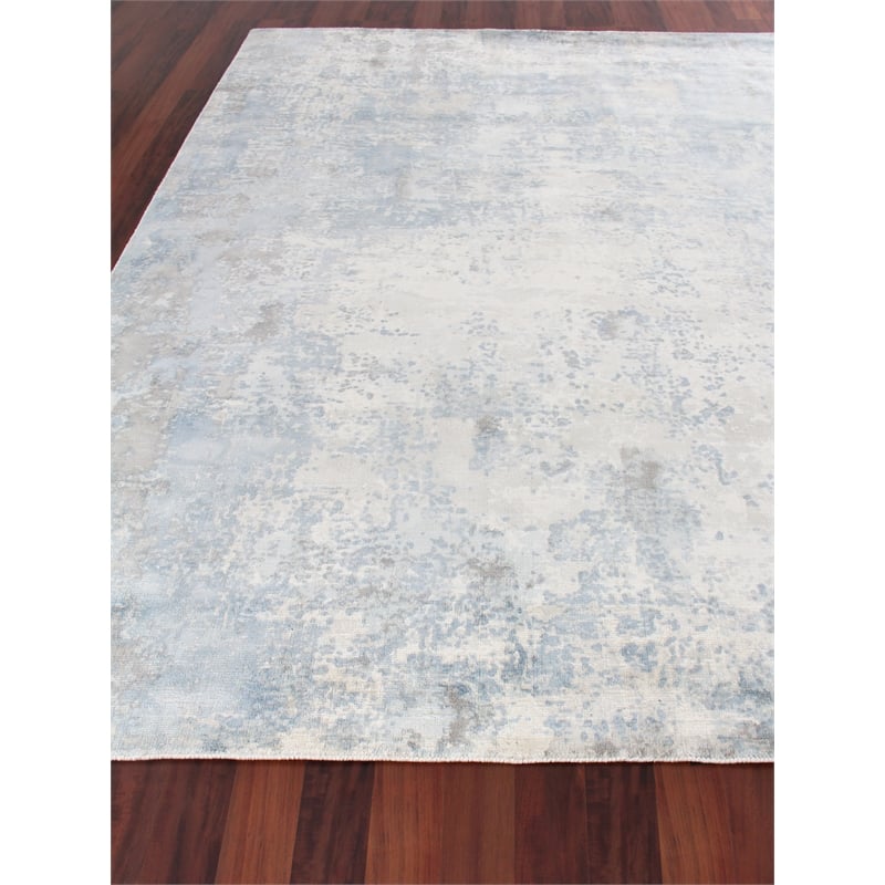 Murano Handloomed Wool/Bamboo Silk Silver/Blue 15'x20' Area Rug