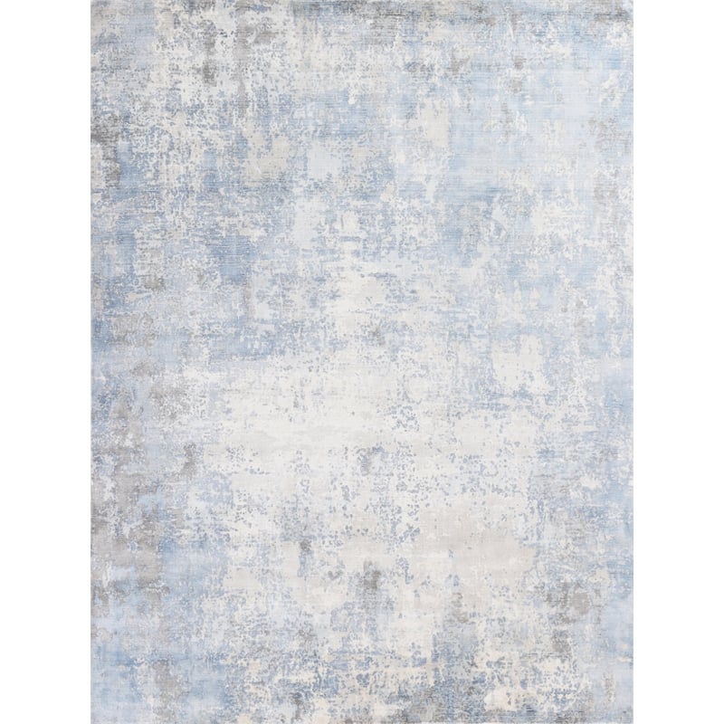 Murano Handloomed Wool/Bamboo Silk Silver/Blue 15'x20' Area Rug