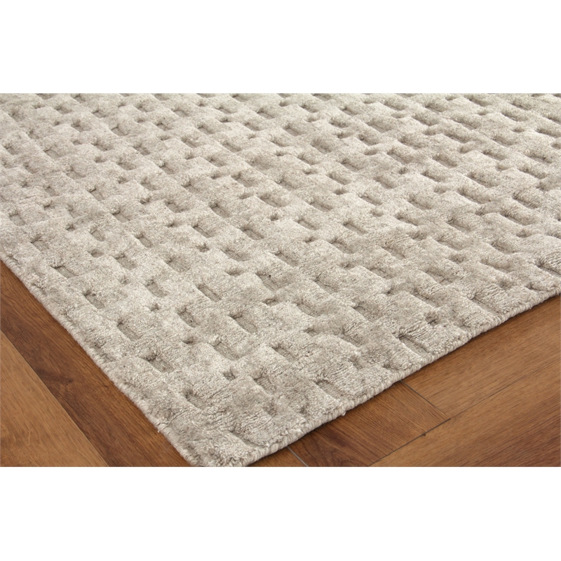 Monroe Silk Handloomed Bamboo Silk Light Gray 2'x3' Area Rug