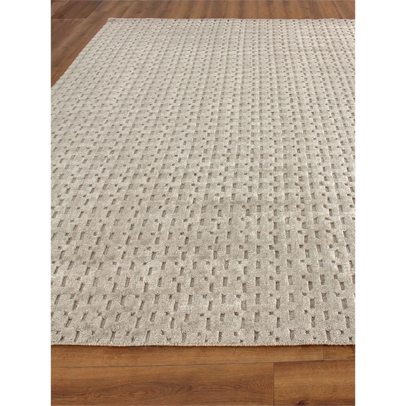Monroe Silk Handloomed Bamboo Silk Light Gray 8'x10' Area Rug