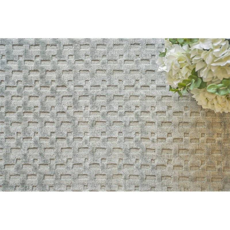 Monroe Silk Handloomed Bamboo Silk Light Green 12'x15' Area Rug