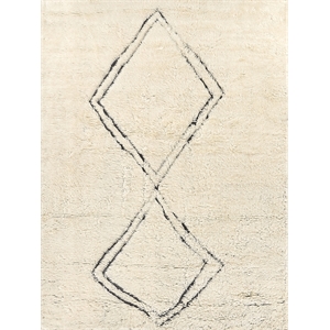 Moroccan Hand-Knotted New Zealand Wool Ivory/Black 8'x10' Area Rug