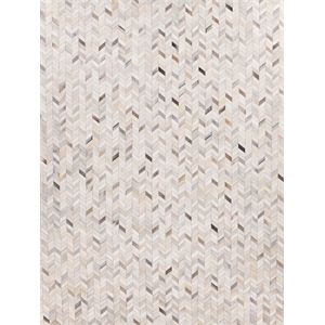 Mosaic Leather Hand-Tufted Leather Hide Silver 8'x10' Area Rug
