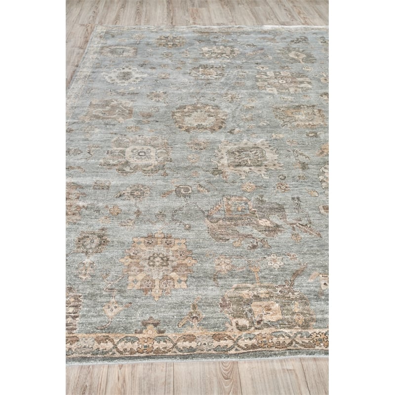 Museum Hand-Knotted Bamboo Silk Blue/Gray 8'x10' Area Rug