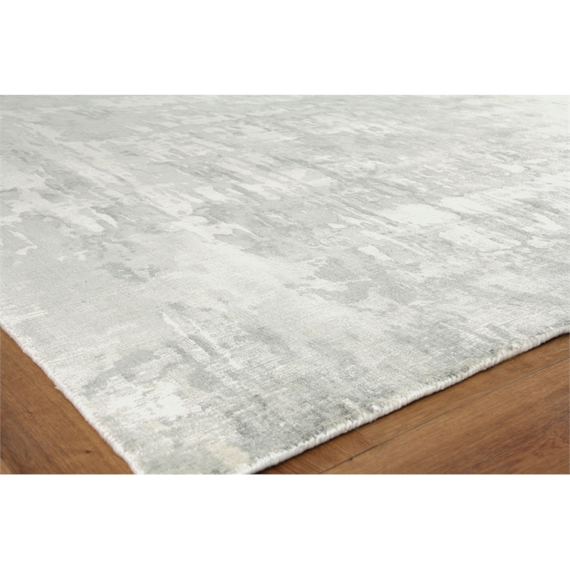 Murano Handloomed Wool/Bamboo Silk Silver 5'x8' Area Rug