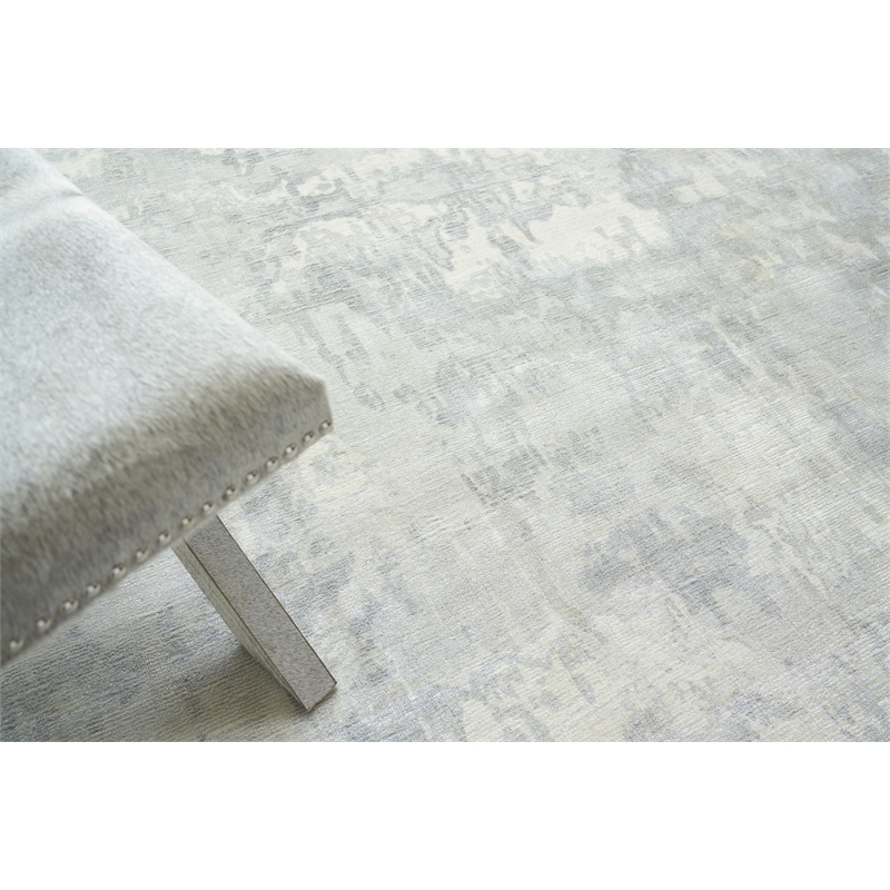 Murano Handloomed Wool/Bamboo Silk Silver 5'x8' Area Rug