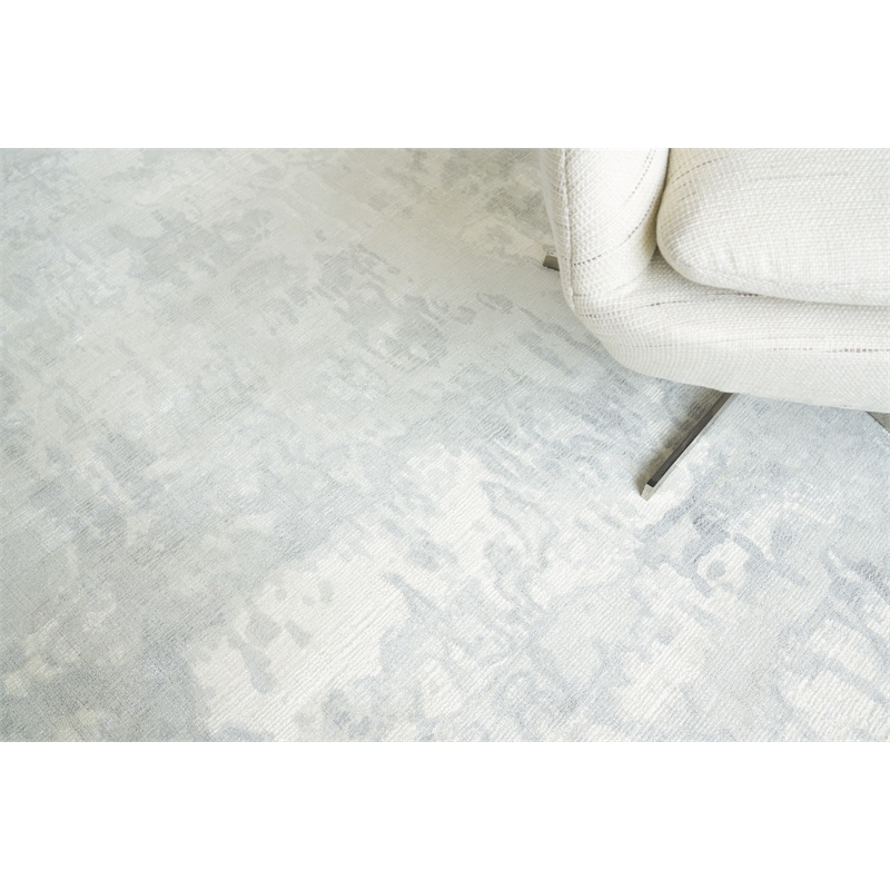 Murano Handloomed Wool/Bamboo Silk Silver 5'x8' Area Rug