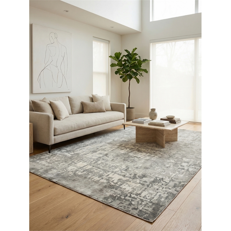 Murano Handloomed Wool/Bamboo Silk Silver 5'x8' Area Rug