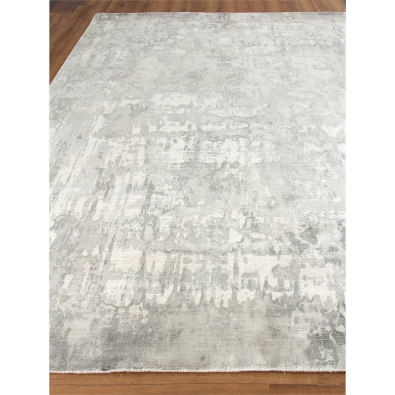 Murano Handloomed Wool/Bamboo Silk Silver 6'x9' Area Rug