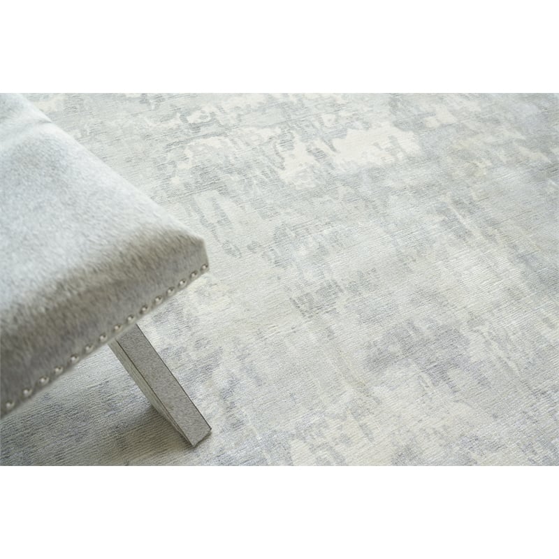 murano handloomed wool/bamboo silk silver 9'x12' area rug