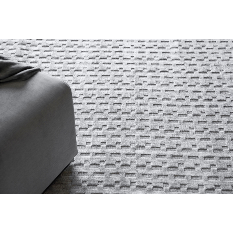 Monroe Silk Handloomed Bamboo Silk/Wool Light Silver 2'x3' Area Rug