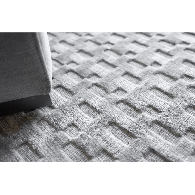 Monroe Silk Handloomed Bamboo Silk/Wool Light Silver 2'x3' Area Rug