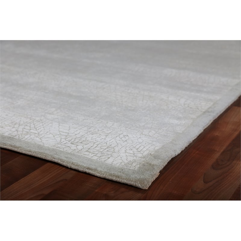 Mosaic Hand-Knotted Bamboo Silk Ivory 9'x12' Area Rug