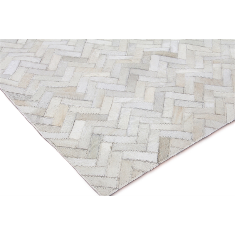 Mosaic Leather Hand-Tufted Leather Hide Ivory 8'x11' Area Rug
