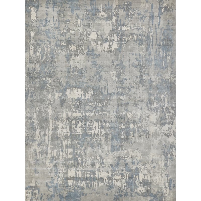 Murano Handloomed Wool/Bamboo Silk Silver/Blue 14'x18' Area Rug