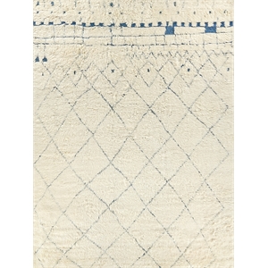 Moroccan Hand-Knotted New Zealand Wool Ivory/Blue 10'x14' Area Rug