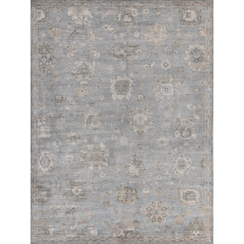Museum Hand-Knotted Bamboo Silk Blue/Gray 9'x12' Area Rug