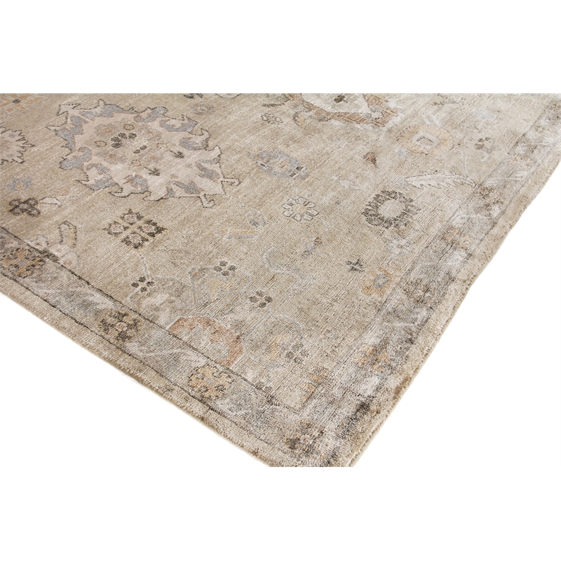 Museum Hand-Knotted Bamboo Silk Beige 10'x14' Area Rug