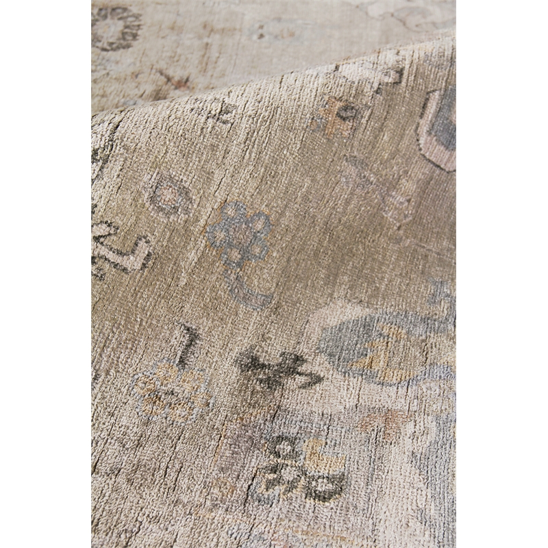 Museum Hand-Knotted Bamboo Silk Beige 10'x14' Area Rug