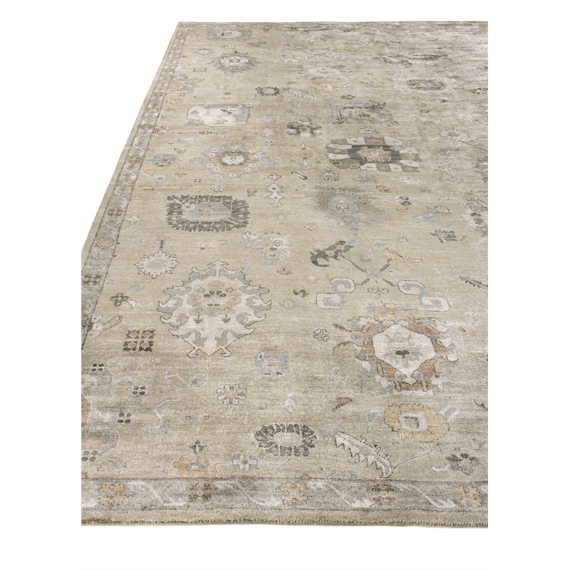 Museum Hand-Knotted Bamboo Silk Beige 9'x12' Area Rug