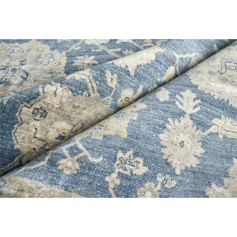Museum Hand-Knotted Bamboo Silk Blue 9'x12' Area Rug