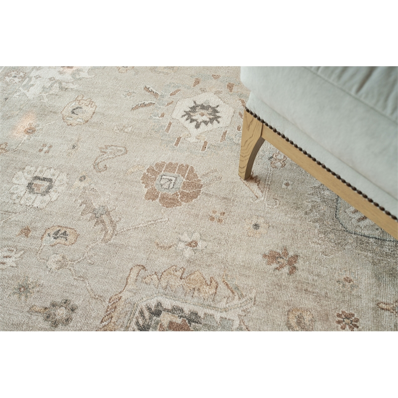 Museum Hand-Knotted Bamboo Silk Silver 10'x14' Area Rug