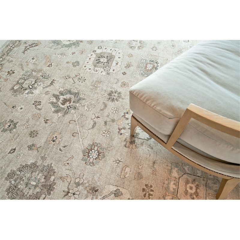 Museum Hand-Knotted Bamboo Silk Silver 10'x14' Area Rug