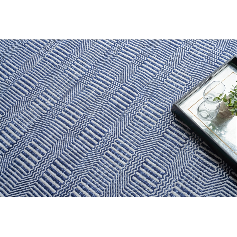 Naples Flatweave Pet Ivory/Blue 9'x12' Area Rug