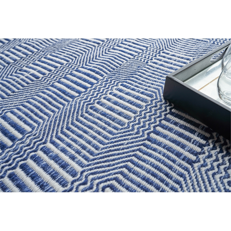 Naples Flatweave Pet Ivory/Blue 9'x14' Area Rug