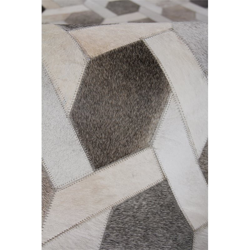 Natural Hide Hand-Tufted Leather Hide Gray/Silver 8'x11' Area Rug