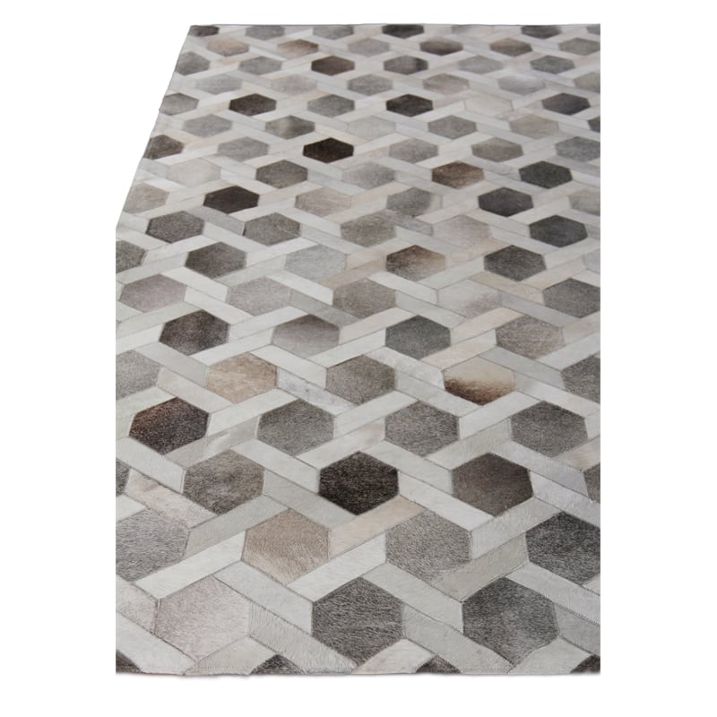 Natural Hide Hand-Tufted Leather Hide Gray/Silver 9'6