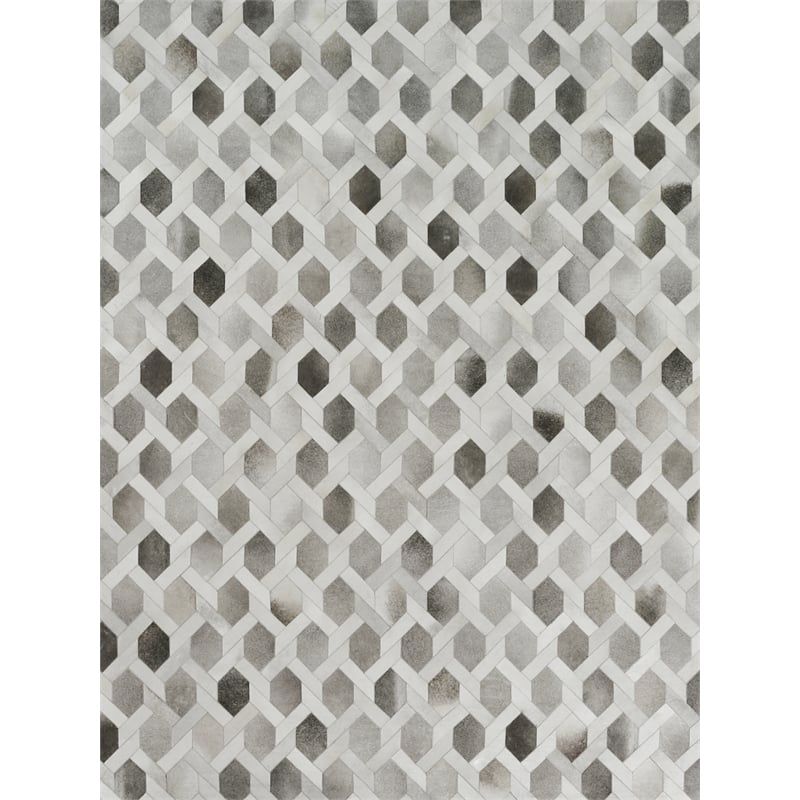 Natural Hide Hand-Tufted Leather Hide Gray/Silver 9'6