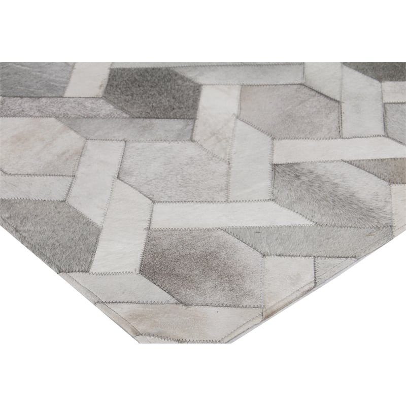 Natural Hide Hand-Tufted Leather Hide Ivory 5'x8' Area Rug