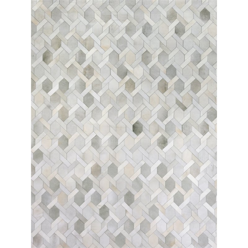 Natural Hide Hand-Tufted Leather Hide Ivory 5'x8' Area Rug