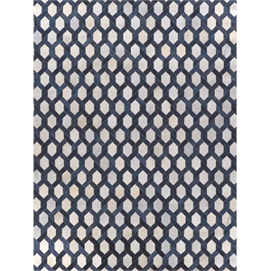 Natural Hide Hand-Tufted Leather Hide Silver/Blue 9'6&quotx13'6&quot Area Rug