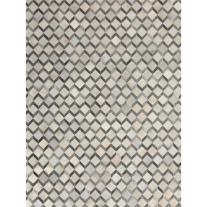 Natural Hide Hand-Tufted Leather Hide Ivory/Silver 5'x8' Area Rug