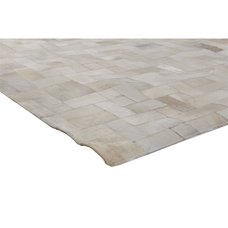 Natural Hide Hand-Tufted Leather Hide Ivory 10'x13' Area Rug