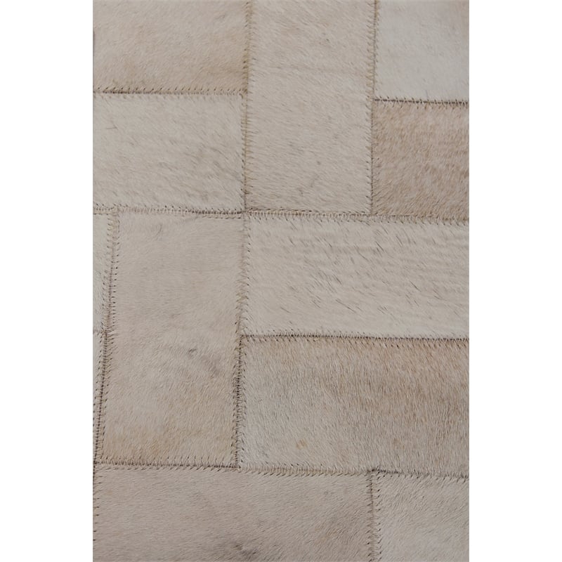 Natural Hide Hand-Tufted Leather Hide Ivory 10'x13' Area Rug