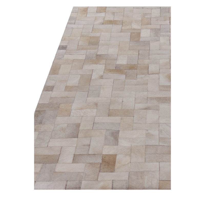 Natural Hide Hand-Tufted Leather Hide Ivory 10'x13' Area Rug
