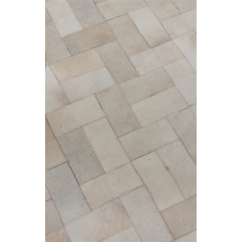 Natural Hide Hand-Tufted Leather Hide Ivory 10'x13' Area Rug