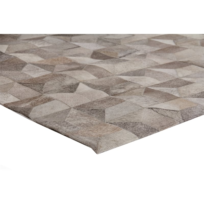 Natural Hide Hand-Tufted Leather Hide Silver 5'x8' Area Rug