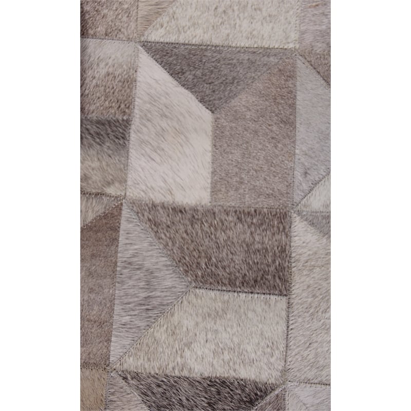 Natural Hide Hand-Tufted Leather Hide Silver 5'x8' Area Rug