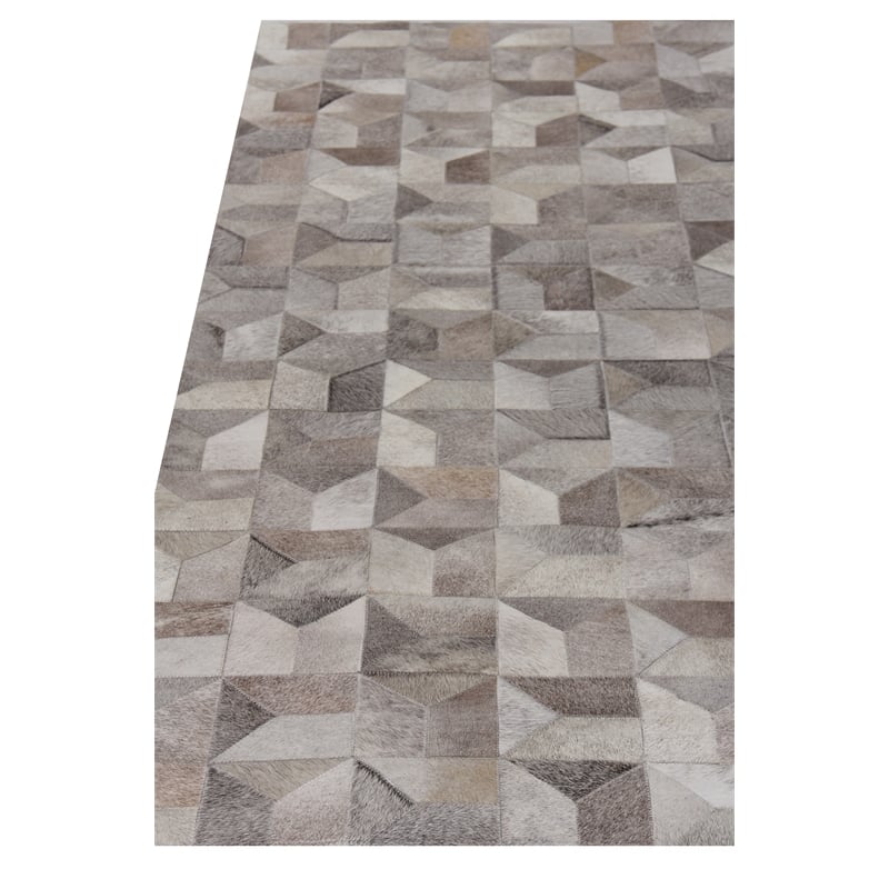 Natural Hide Hand-Tufted Leather Hide Silver 5'x8' Area Rug