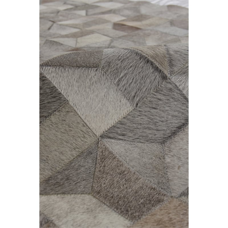 Natural Hide Hand-Tufted Leather Hide Silver 5'x8' Area Rug