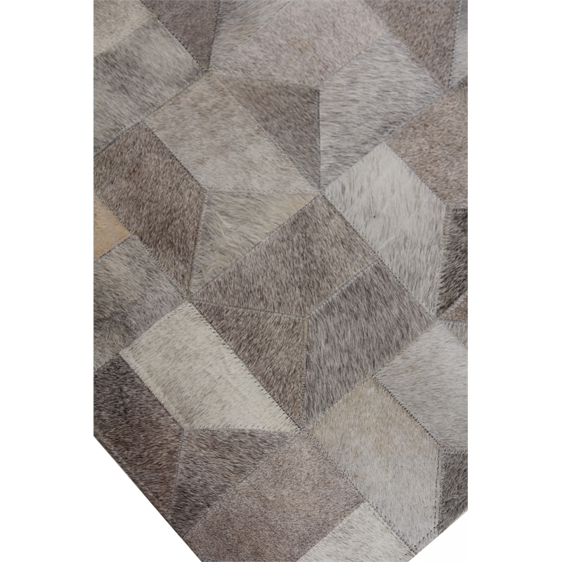 Natural Hide Hand-Tufted Leather Hide Silver 5'x8' Area Rug